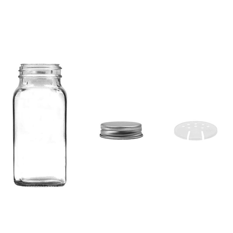 U-Pack 12 pieces of Square Glass Spice Bottles 4 oz Spice Jars with Silver Metal Lids, Shaker Tops, and Labels - Image 2